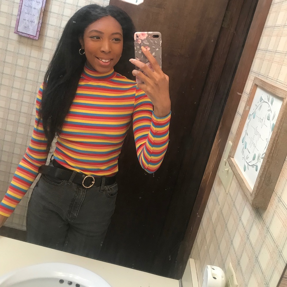 Colorful Striped Turtleneck